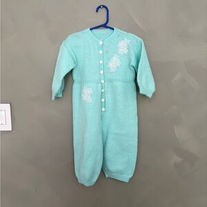 Mint Green Knitted Baby One Piece